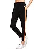 Roshop Women's Stripes Activewear Jogger Comfortable Soccer Athletic Training Sweat Track Pants