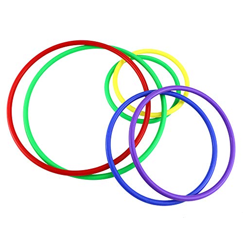 Faxco 24 Pcs Plastic Toss Rings Set(3 Sizes),Multicolor Ring Toss Game Set for Indoor Outdoor Speed and Agility Practice Training Games
