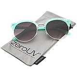 zeroUV - Womens Half-Frame Marble Finish Moon Cut Flat Lens Round Sunglasses