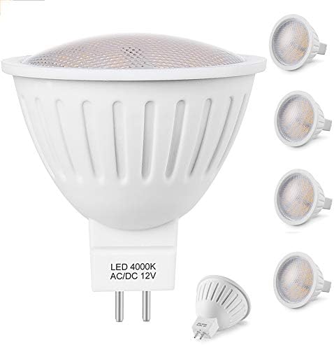 MR16 LED Bulb GU5.3 Spotlight 5W, 50W Halogen Bulbs Equivalent, 12V Natural White 4000K Spot Light Bulb 120°Beam Angle 500LM Non Dimmable, Pack of 6