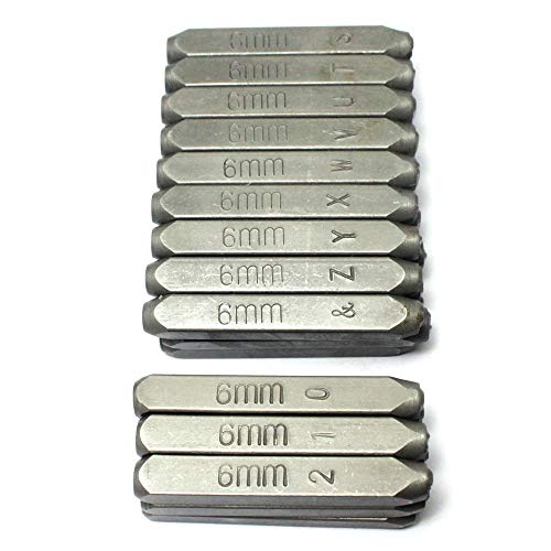 Oudtinx Number and Letter Stamp Set (36 Piece Punch Set/A-Z & 0-9) Industrial Grade Hardened Carbon Steel Metal - 1/4" (6mm) Characters - Perfect for Imprinting Metal, Wood, Plastic, Leather, More! - Thumbnail 2