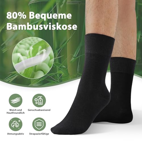 Niorasen Bamboo Diabetic Socks, 6 Pairs, without Elasticated Cuffs, Seamless, Bamboo Socks, Doctor Socks, Health Socks with Comfort Cuffs for Men and Women