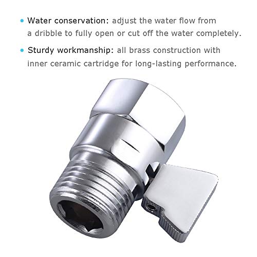 image for Water Flow Control Valve, Angle Simple Brass Shut Off Valve for Handhe