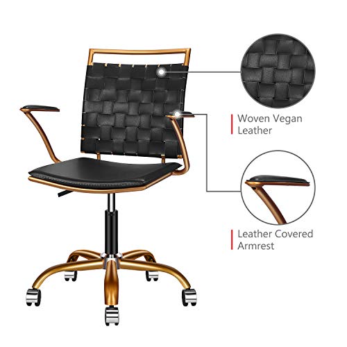 LUXMOD Home Office Chair Ergonomic Vegan Leather Swivel Chair, Black