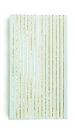 Sugar & Cloth Rectangle Paper Dinner Napkins, Mint with Gold Stripe, 32 Count
