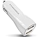 FORDIGI Dual-Port High-Speed 2.4A USB Car Charger/Auto Adapter for iPhones, Androids, and other USB Devices (White Car Charger)