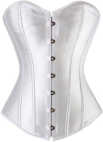 Women Satin Plain Pure Black Bustier Top Burlesque Basque Shaper Boned Corset