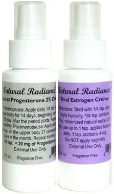 Natural Radiance Estro Pack = Two 2 oz. Bottles with Measured Pump - One Progesterone & One Estrogen/Estriol = 2 Natural Menopause Products in One Package | Made in The USA
