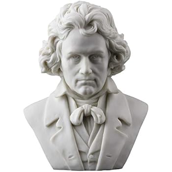 Ludwig Van Beethoven Bust Statue Figurine White Finish