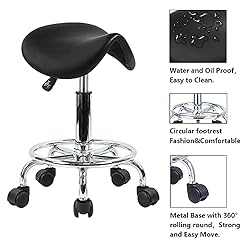 KKTONER Saddle Stool with Foot Rest PU Leather