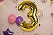 Gold Number 3 Mylar Balloon Three Year Old Birthday Decorations Party Supplies for Girls and Boys Large Foil Photo Props Picture Booth Big Ornaments