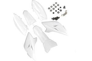 ZTDZZH TTR 50 White Plastic Body Fender Kit for Chinese TTR 50cc TTR50E Pit Dirt Bikes Including All Mounting Screw