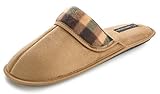 J. Fiallo Mens Faux Suede Scuff House Slipper With Plaid Trim Fabric Design In 4 Classy Colors