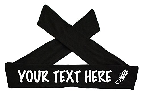 DESIGN YOUR OWN CUSTOM TIE HEADBAND - NO SPARKLE FLAT LETTERS - TRACK AND FIELD - CROSS COUNTRY - WINGED FOOT (BLACK)