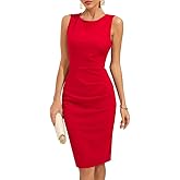 oten Womens Crew Neck Sleeveless Ruched Bodycon Sheath Work Cocktail Party Pencil Dresses