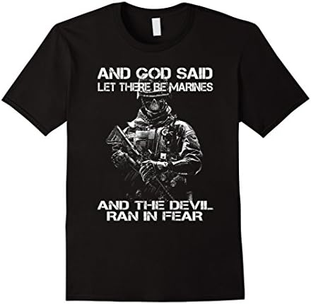 Men's And god said let there be marines tshirt - Personalized Tees XL Black