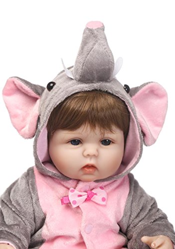 Bebê Reborn Boneca de Silicone Menina Olhos Azuis 48cm Pode Dar Banho