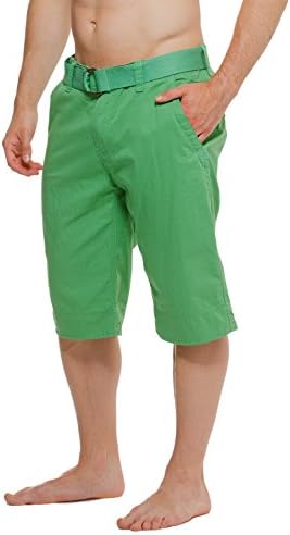 MO7 Solid Colored Flat Front Mens Chino Shorts Green 34