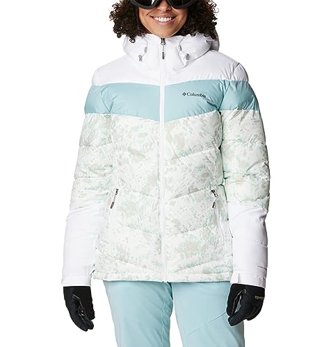 Abbott Peak Insulated Jacket, Giacca Da Sci Donna, White Flurries Print/White/Aqua Haze, Taglia XS