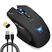JinSun Rechargeable 2.4G Laptop 2 in 1 Wireless & Wired Gaming Mouse Optical Mice with USB, 8 Buttons, 3 Colors Breathing Lights for PC and Mac, 800/1200/1600/2000/2400DPI Adjustment