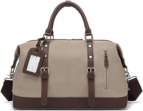 Travel Bag with PU Leather is not Easy to Tear and Break, Suitable for Business Trip, Tourism, Camping and Outdoor Activities (Beige-Pu) 1 Travel Bag with PU Leather is not Easy to Tear and Break, Suitable for Business Trip, Tourism, Camping and Outdoor Activities (Beige-Pu)