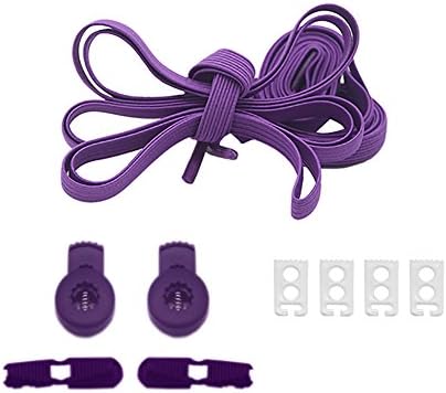 Qiuqueen Elastic No Tie Shoelaces for Adults or Kids Two Types Locks Fit All Shoes Purple