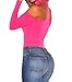 Shawhuwa Womens Stylish Choker Long Sleeve Off Shoulder Party Bodysuit S Rosy