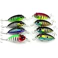 LENPABY 8pcs/lot Medium Diving Crankbaits Lot Hard Plastic Fishing Lures Crappie Bass Tourt Crank Baits for Saltwater and Freshwater 7cm/2.76"/9.6g