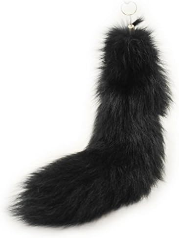 CX FUR Promotion Gift Genuine Fox Fur Tail Key Chain ,Black
