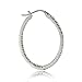 Hoops & Loops Sterling Silver Cubic Zirconia Inside Out 25mm Oval Hoop Earrings