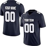 Pullonsy Navy Custom Football Jerseys for Men Women Youth Embroidered Names and Numbers S-8XL Design Your Own