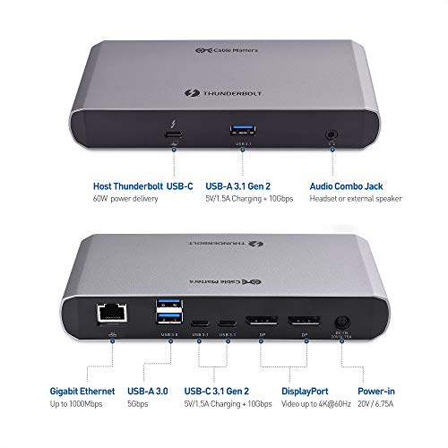 [Intel Certified] Cable Matters Aluminum Thunderbolt 3 Dock USB C