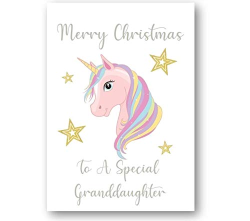 Second Ave To A Special Granddaughter Children's Unicorn Christmas Xmas Holiday Festive Greetings Card