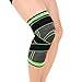 Efanr 1 Pair Knee Compression Sleeve, Knee Brace Protective Pad Kneepad with Adjustable Strap, Ankle Wrist Leg Support Bandage Kneepad for Basketball, Running, Jogging, Sports, Arthritis (Green, XXL)