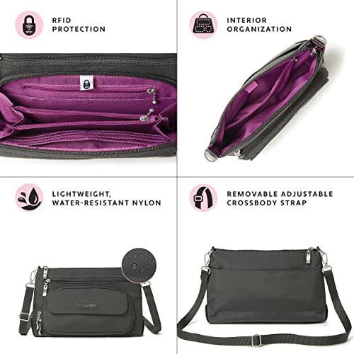 Baggallini womens Original RFID Everyday Crossbody Bag, Charcoal, One