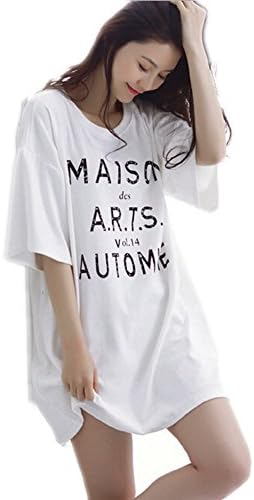 パジャマワンピース レディース 夏 半袖 ルームウェア オシャレ 部屋着 ワンピース カジュアル ロングｔシャツ リラックス ナイトウェア シンプル 白 Xxl