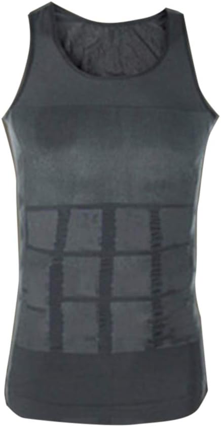 Mens Body Shaper Slimming Shirt Compression Vest Elastic Stretchy Firm Tummy Control Undershirt