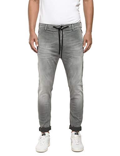 Replay Men's Faded Grey Hyperfree Jogging Jeans in Size 38 Grey
