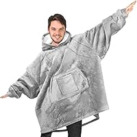 Rongo Oversized Sweatshirt Hoodie Blanket for Men, Women & Kids - Double-Sided with Sherpa & Plush Fleece Lining - Kangaroo Pocket Giant Hoody with Extra Front Pocket for Mobile Phone, Bottle or Keys