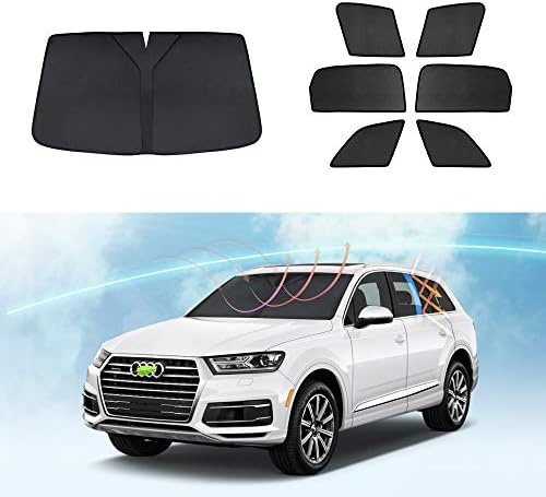 Kust フロントガラスサンシェード 車サイドシェード 紫外線 サンバイザープロテクター 折りたたみ式 日焼け止め Audi 出荷 16 車を涼しく保ちます 17 18 Q7 19 21用