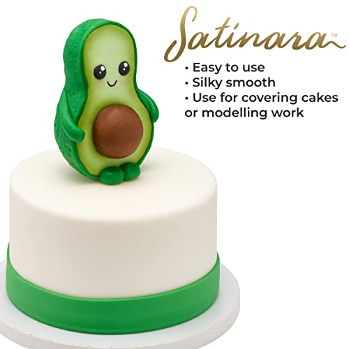 Satinara Fondant Icing | White 2.2 LB | Professional Preferred For Exceptional Cakes, Ready to Roll, Smooth, Easy to Use for Cake Decoration And Covering, Cookies and Cupcakes - WHITE 2.2 LB