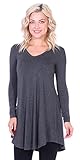 Popana Women's Tunic Tops For Leggings - Long Sleeve Vneck Shirt - Regular and Plus Size - Made In USA X-Large Charcoal