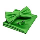GUSLESON Mens Lime Green Bow Tie Solid Wedding