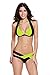 roswear Women's Padded Color Block Push Up Bikini Swimsuits Neon Yellow XXX-Large