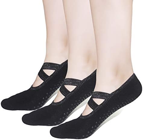 Pilates Socks Yoga Barre Ballet For Women - Elutong 1-3 Pairs Sticky Gripper Slipper Non Slip Grips Socks Sox