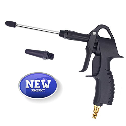Air Blow Gun, Lukasa Air Nozzle Blow Gun for Air Compressor with Adjustable Air Flow and 4.9" Extended Nozzle, Air Gun Blower Adapt to Any Standard Air Hose, Quick Connect, Black