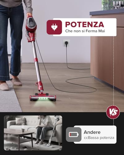 C8 Aspirapolvere con filo 70KPa con 2 Livelli Aspirazione, 5 in 1 Aspirapolvere Verticale, Cavo 7m, Ultra-leggero,Scopa Elettrica con Filo Potente per Tappeti/Pavimenti/Peli di Animali