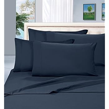 Luxurious Bed Sheets Set on Amazon! Elegant Comfort 1500 Thread Count Wrinkle,Fade and Stain Resistant 5-Piece Bed Sheet Set, Deep Pocket, Hypoallergenic - Split King Navy Blue