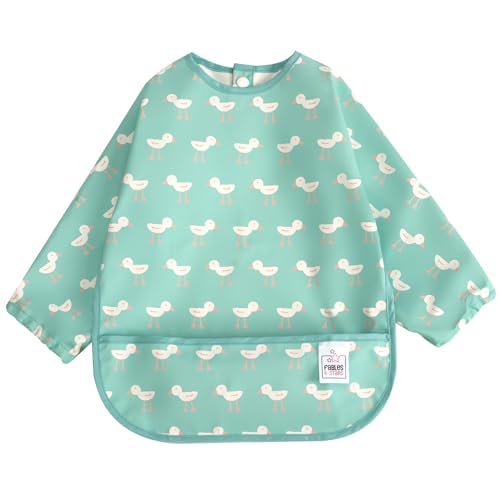 Fables & Stars Waterproof Baby Weaning Bib with Sleeves, 6-24 Months, Easy-Clean Coverall Bibs for Feeding, Machine Washable, Breathable Fabric