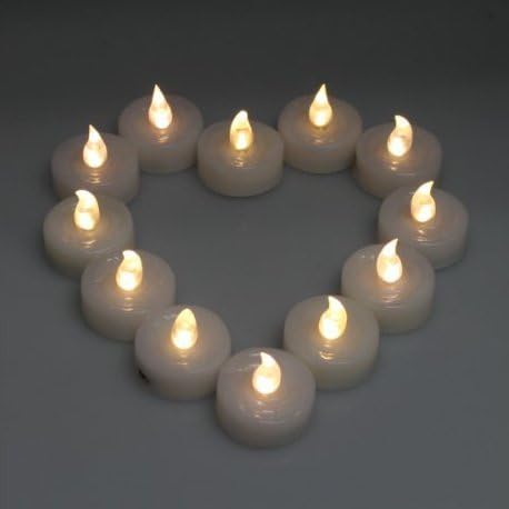 Shine 12 Flickering Candle Set Runs on Batteries Flickers Like a Real Candle Battery Operated Tealight Candles Flameless Candle Wedding Tea Light One Dozen Long Lasting Batterry Life - Image 3